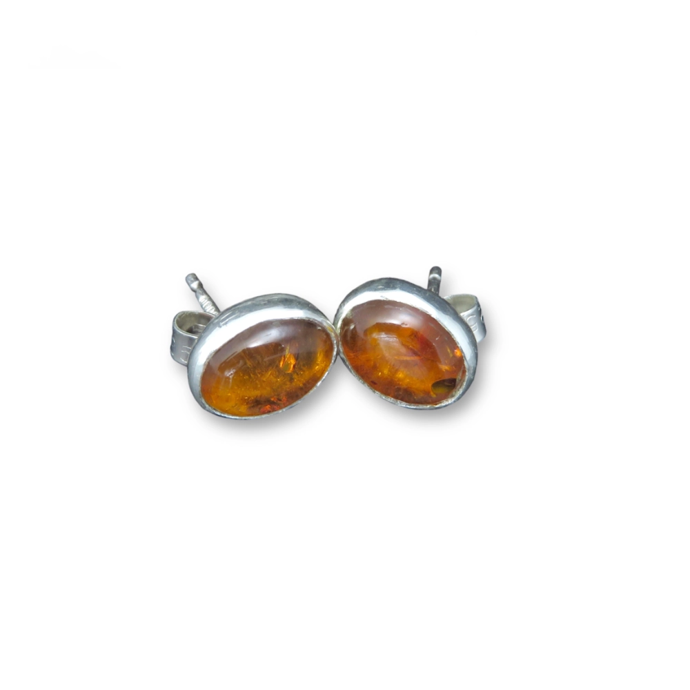 sterling silver and 8x6mm Amber earrings